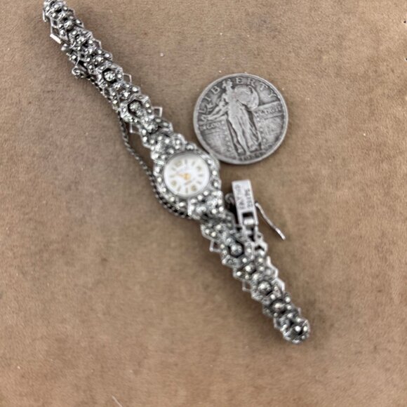 Fabulous Vintage 1920-30's Bently Ladies Wristwatch Bracelet with Marcasite Gems - Picture 8 of 8